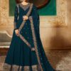 Prussian Blue Georgette Embroidered Anarkali Suit