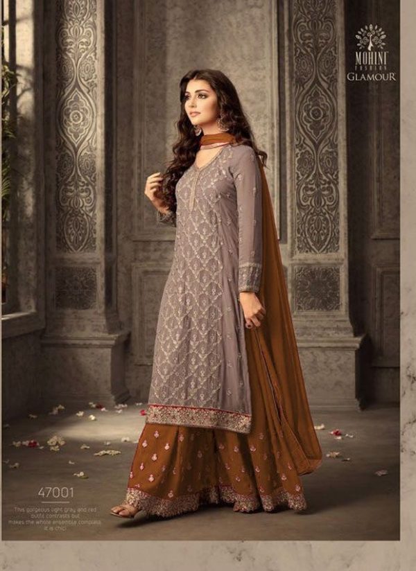 grey-tawny-faux-georgette-embroidery-stone-work-sharara-suit