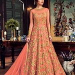 impeccable-orange-color-heavy-net-with-embroidery-stone-work-suit