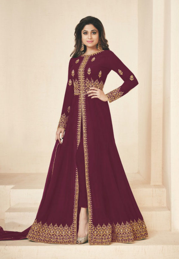 gracious-maroon-color-heavy-georgette-embroidery-work-long-length-suit