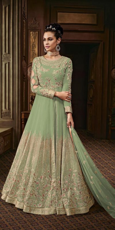 harmonious-olive-green-color-heavy-georgette-with-stone-work-anarkali-suit