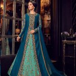 peacock-blue-color-heavy-net-with-embroidery-work-anarkali-suit-with-designer-koti