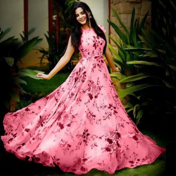 stylish-floral-printed-pink-color-american-creep-silk-gown