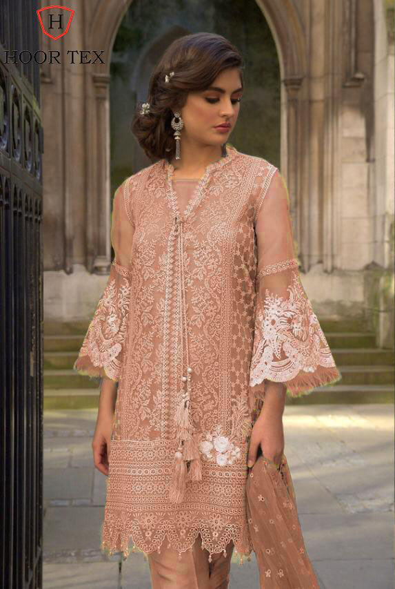 vibrant-Peach -color-heavy-net-embroidered-stone-work-plazo-suit