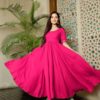 classic-floral-pink-color-american-creep-silk-gown