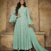 attentive-teal-blue-color-heavy-net-rangoli-satin-full-sequence-work-anarkali-suit