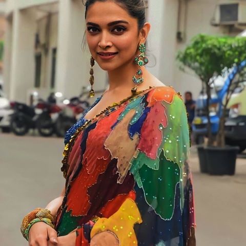 Deepika Padukone Bollywood Inspired Multicoloured Georgette Silk Saree