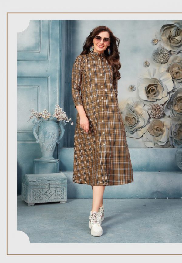brown-color-chex-full-length-organic-cotton-casual-wear-stylish-kurti