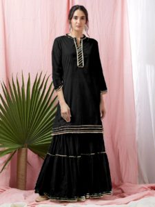 divine-black-color-heavy-rayon-with-top-with-gota-patti-lace-sharara-suit