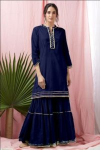 divine-blue-heavy-rayon-with-top-with-gota-patti-lace-sharara-suit