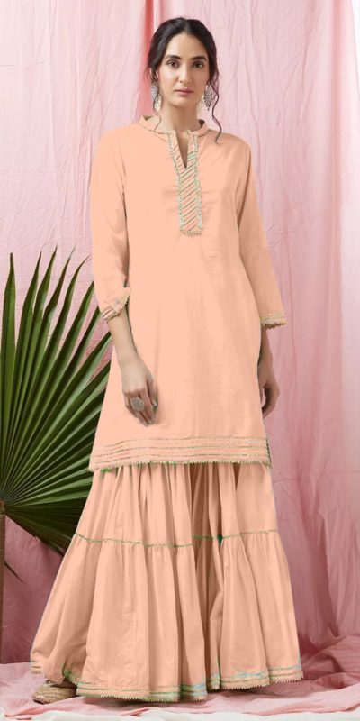 divine-light-orange-color-heavy-rayon-with-top-with-gota-patti-lace-sharara-suit