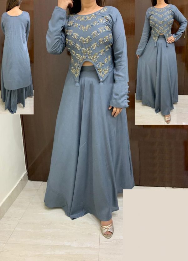 grey-color-high-low-crop-top-hand-work-in-front-with-stylish-skirt
