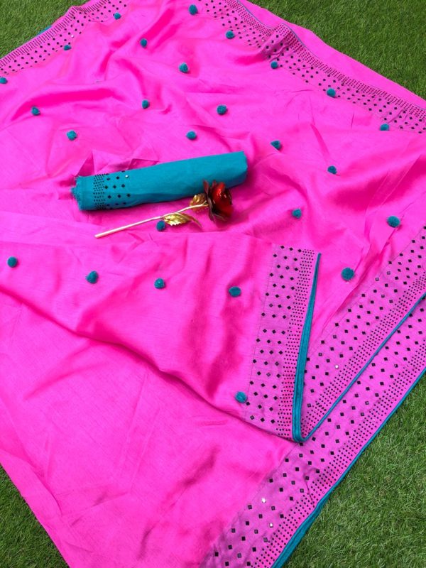 luminous-pink-color-zoya-silk-with-diamond-work-border-classic-saree