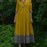 magical-yellow-color-slubby-cotton-casual-wear-long-flair-print-gown