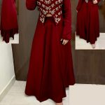 maroon-color-high-low-crop-top-hand-work-in-front-with-stylish-skirt