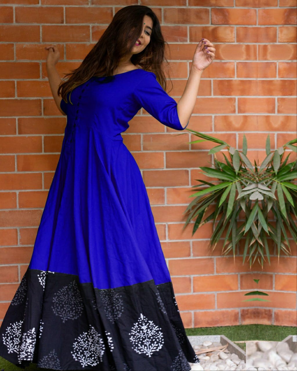 Royal Blue Partywear Gown with Embroidery and Sequins Work with Dupatta| Gowns-Diademstore.com