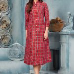 red-color-chex-full-length-organic-cotton-casual-wear-stylish-kurti