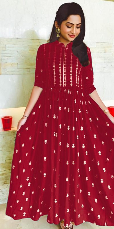 red-color-heavy-rayon-print-party-wear-kurti-with-high-quality-zip