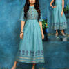 sky-blue-color-two-tone-high-quality-rayon-with-foil-print-kurti-with-jacket