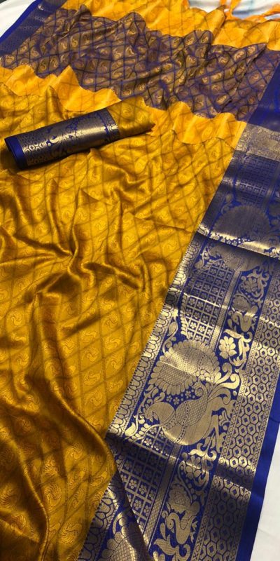alluring-yellow-color-pure-rich-cotton-silk-traditional-wear-classic-saree