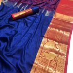 alluring-blue-color-pure-rich-cotton-silk-traditional-wear-classic-saree