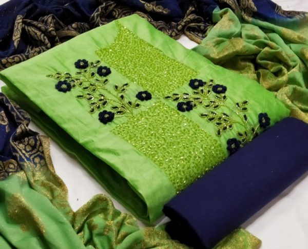 attractive-green-color-cotton-hand-stone-work-designer-salwar-suit
