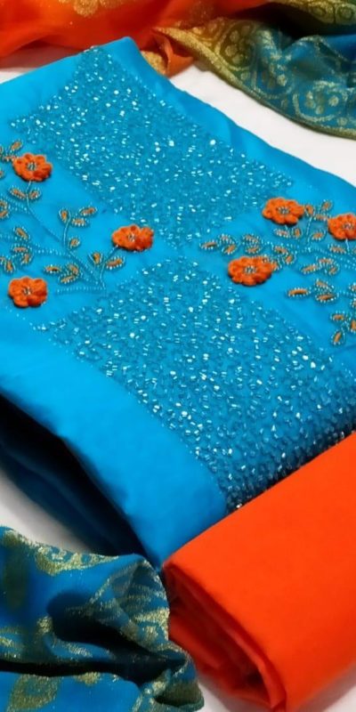 attractive-blue-color-cotton-hand-stone-work-designer-salwar-suit