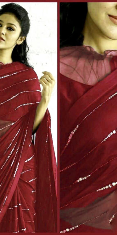 elegant-party-wear-maroon-color-pure-georgette-sequence-work-fancy-saree