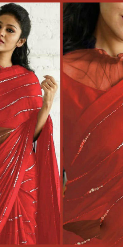 elegant-party-wear-red-color-pure-georgette-sequence-work-fancy-saree