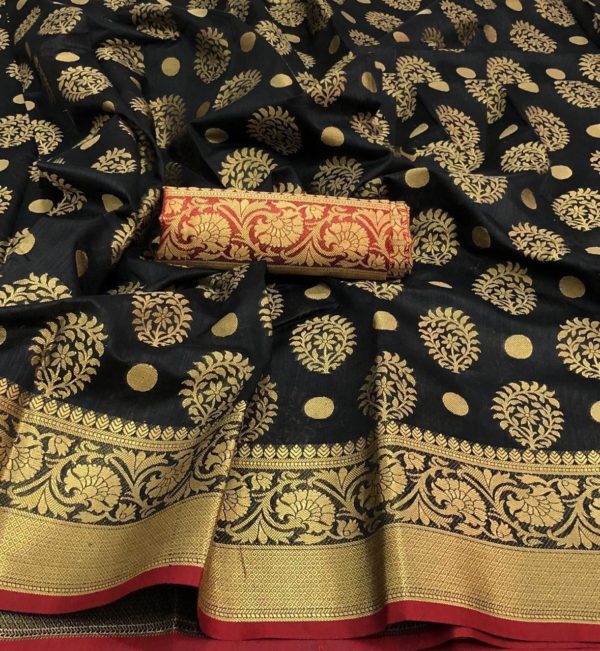 exotic-black-color-crystal-silk-with-heavy-pallu-traditional-saree