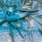 fashionable-sea-blue-color-lichi-silk-fabric-with-silver-weaving-work-saree