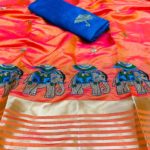 gorgeous-orange-color-bangalori-silk-blouse-with-sana-silk-saree