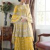 magnificent-yellow-color-butterfly-net-with-heavy-codding-wedding-wear-plazo-suit