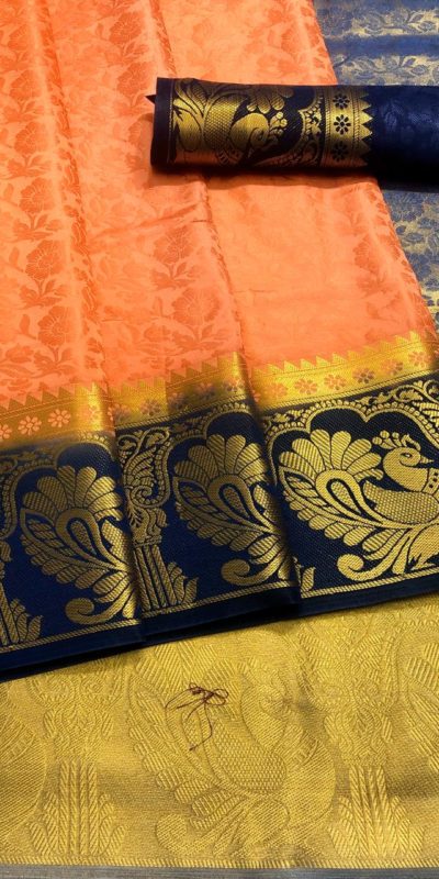 mesmerizing-orange-color-kanjivaram-silk-with-heavy-chit-pallu-classic-saree