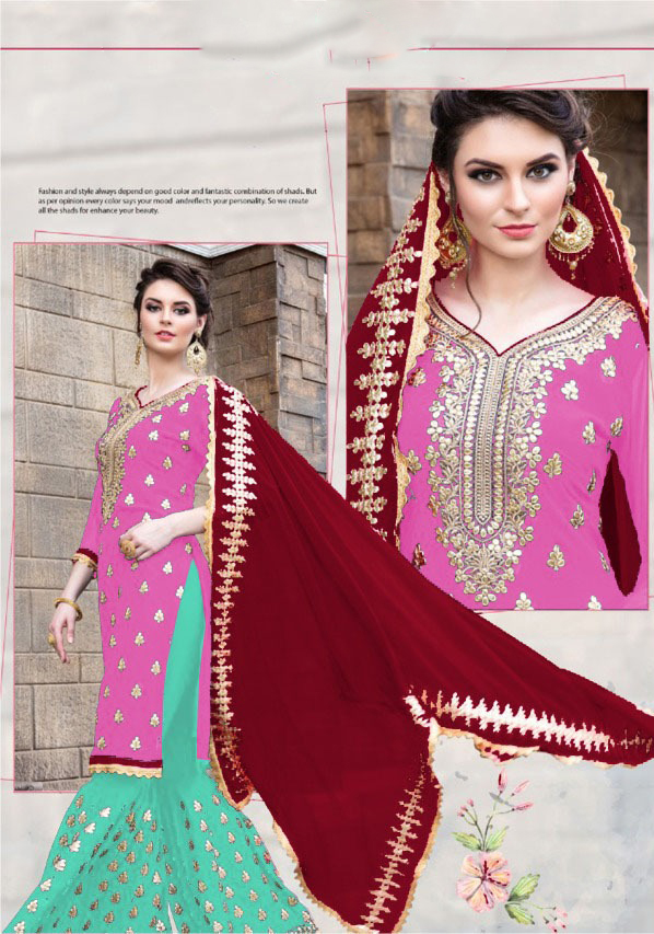 pink-seagreen-color-stylish-gota-patti-pattern-sharara-salwar-suit-with-heavy-work