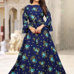 sightly-floral-printed-blue-color-american-creep-silk-gown