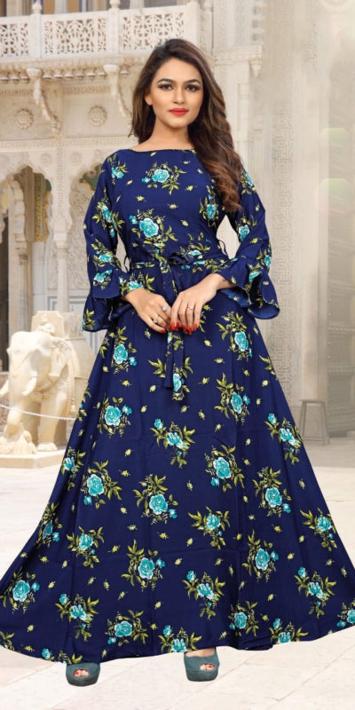 sightly-floral-printed-blue-color-american-creep-silk-gown