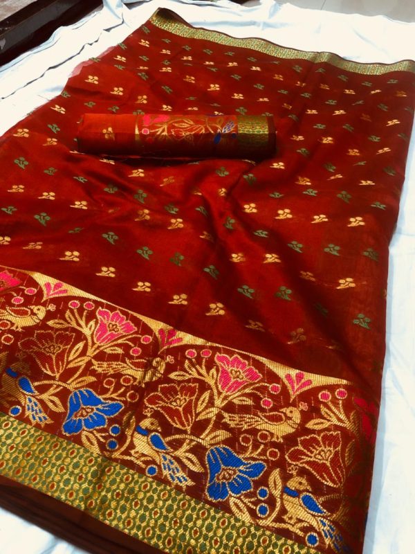 vibrant-red-color-chanderi-cotton-traditional-wear-superb-saree