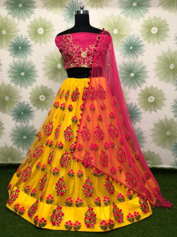 zari-and-classic-embroidery-work-yellow-color-heavy-net-party-wear-lehnga-choli