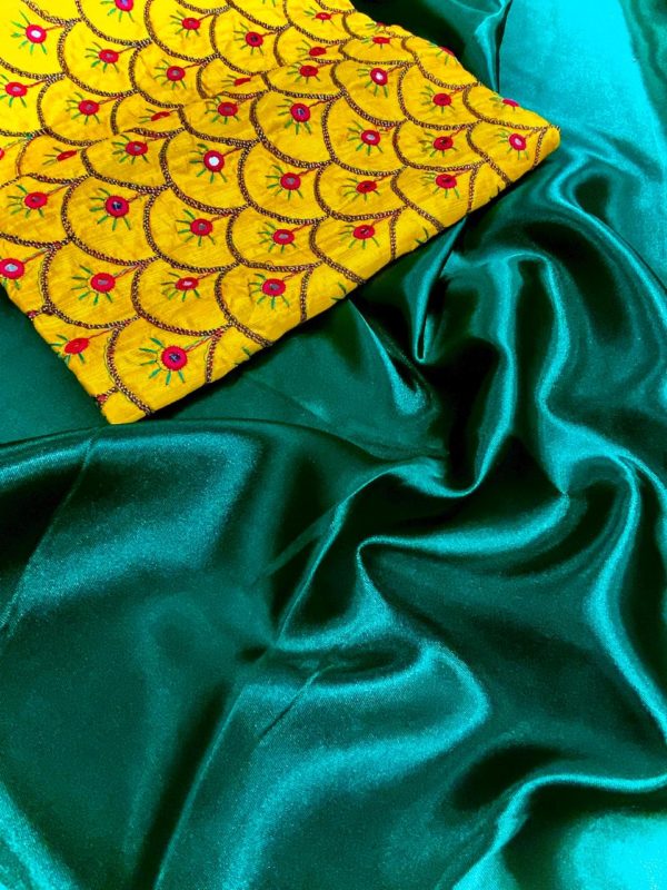 exotic-yellow-sea-green-color-satin-silk-classical-fashion-wear-saree