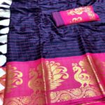 intoxicating-blue-color-pure-cotton-traditional-wedding-wear-saree