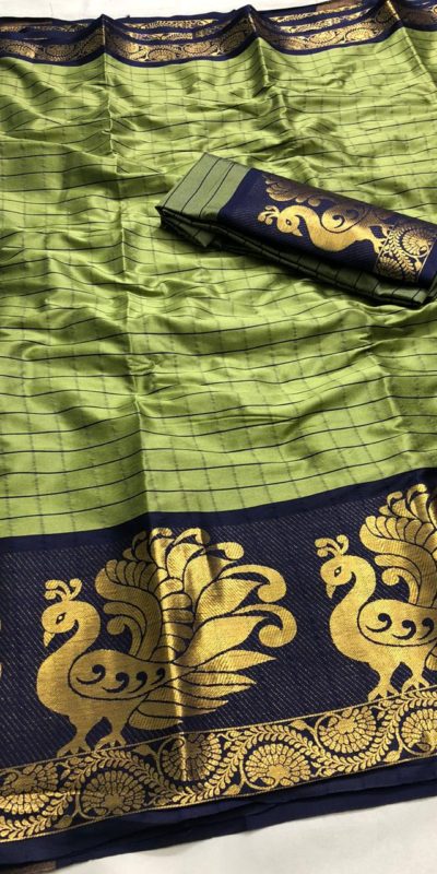 intoxicating-olive-green-color-pure-cotton-traditional-wedding-wear-saree