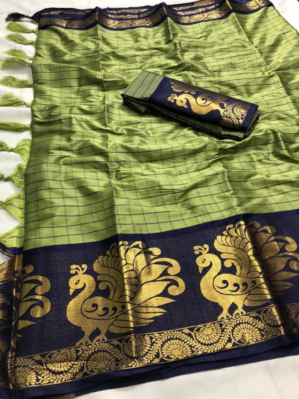 intoxicating-olive-green-color-pure-cotton-traditional-wedding-wear-saree