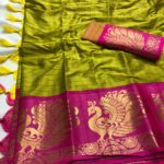 intoxicating-pear-green-color-pure-cotton-traditional-wedding-wear-saree