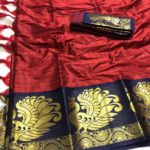 intoxicating-red-color-pure-cotton-traditional-wedding-wear-saree