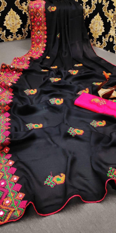 stunning-black-color-moss-chiffon-soft-silk-wedding-party-wear-saree