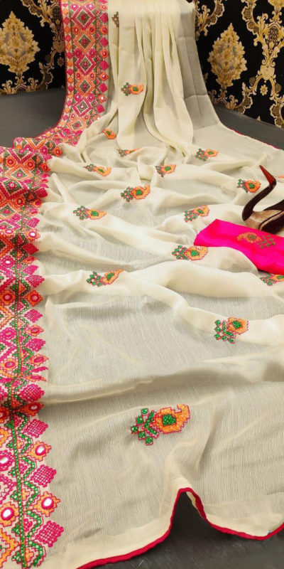 stunning-cream-color-moss-chiffon-soft-silk-wedding-party-wear-saree