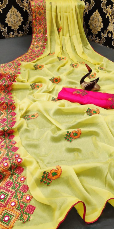 stunning-lemon-yellow-color-moss-chiffon-soft-silk-wedding-party-wear-saree