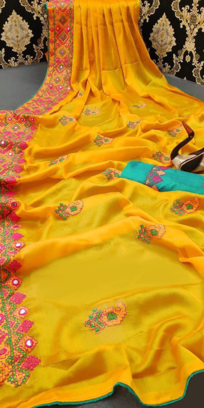 stunning-yellow-color-moss-chiffon-soft-silk-wedding-party-wear-saree