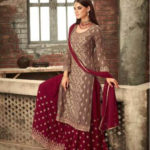 adorable-Red -color-party-wear-georgette-sharara-suit